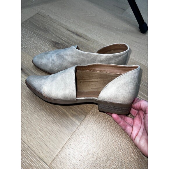 J. Adams Pismo Pointed Toe Loafers Women's 7 Beige Open Side Casual Vegan Shoes - Picture 2 of 7